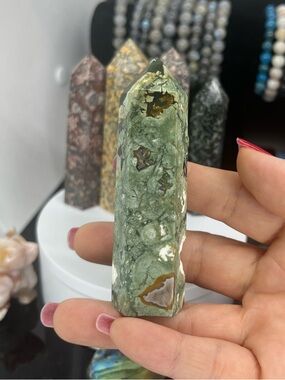 Green “Leopard Skin” Jasper Tower